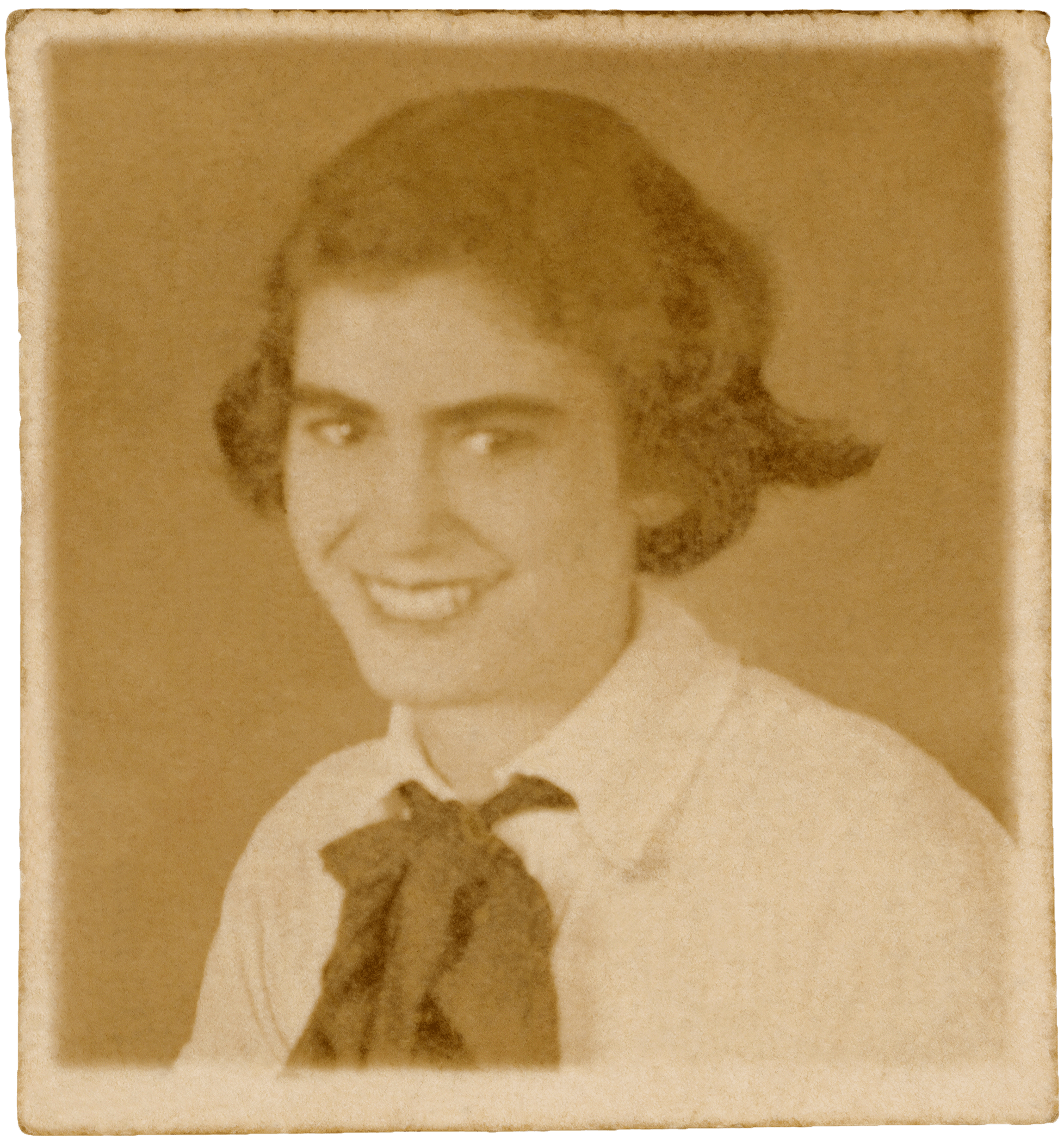 Retrato em preto e branco e desbotado de Ded&eacute; na juventude.